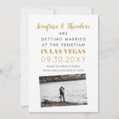 Las Vegas Wedding Sign Gold Foto Save the Date (Rückseite)