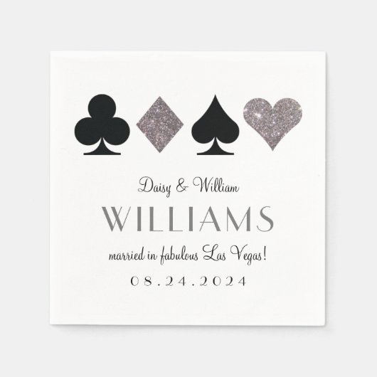Las Vegas Wedding Silver und Black Cocktail Napkin Serviette (Vorderseite)