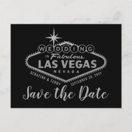Las Vegas Wedding Silver und Red Save the Date Ankündigungspostkarte