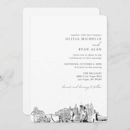 Las Vegas Wedding Skyline Einladung (Vorne/Hinten)