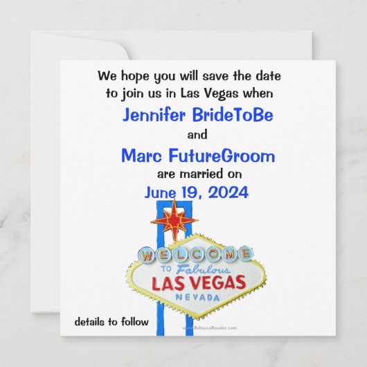 Las Vegas Wedding speichern das Datum der Einladun Save The Date (Rückseite)
