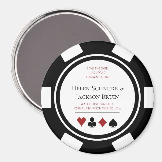 Las Vegas Wedding speichern das Datum Poker Chip S Magnet (Vorderseite/Rückseite)