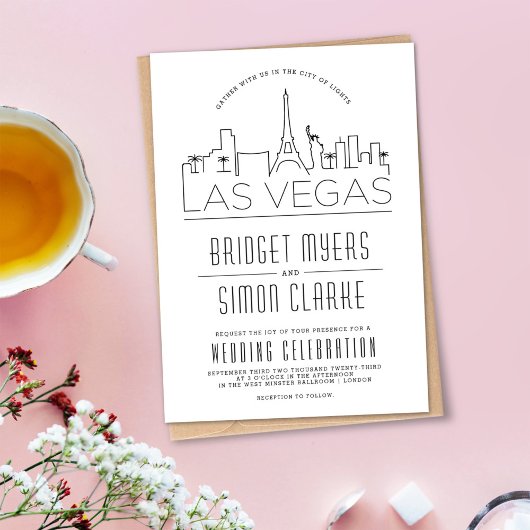 Las Vegas Wedding | Stilisierte Skyline-Einladung Einladung