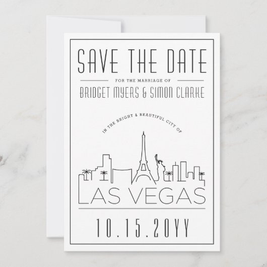 Las Vegas Wedding | Stilisierte Skyline Save the D Einladung (Vorderseite)