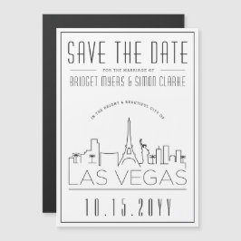 Las Vegas Wedding | Stilisierte Skyline Save the D Magneteinladung