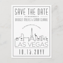 Las Vegas Wedding | Stilisierte Skyline Save the D Postkarte