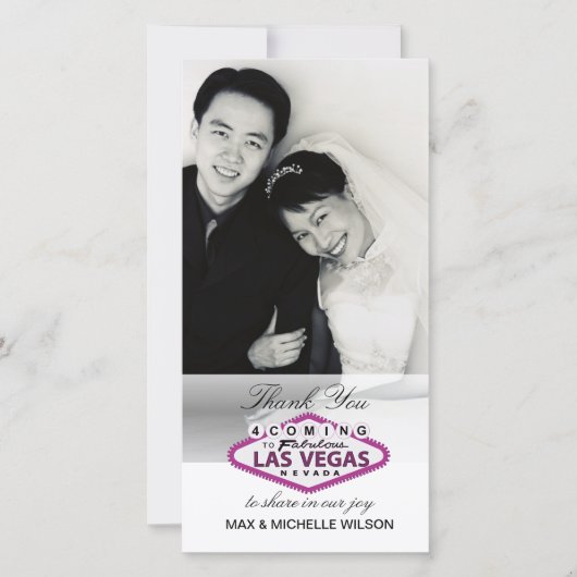 Las Vegas Wedding Vielen Dank Foto Card (Pink) Dankeskarte (Vorderseite)