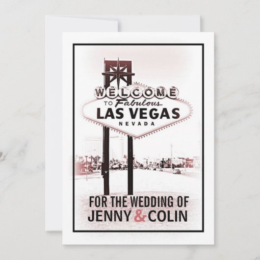 Las Vegas Wedding Vintag romantische Einladungen (Vorderseite)