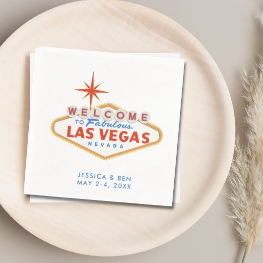Las Vegas Wedding Welcome Party Cocktail Napkins Serviette