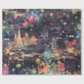 Las Vegas Weihnachten & Neues Jahr in Wasserfarben Geschenkpapier (Flach)