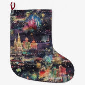 Las Vegas Weihnachten & Neues Jahr in Wasserfarben Großer Weihnachtsstrumpf (Vorderseite)