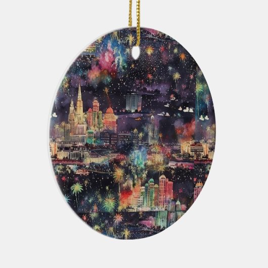Las Vegas Weihnachten & Neues Jahr in Wasserfarben Keramik Ornament (Rechts)