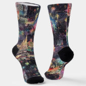 Las Vegas Weihnachten & Neues Jahr in Wasserfarben Socken (Gewinkelt)