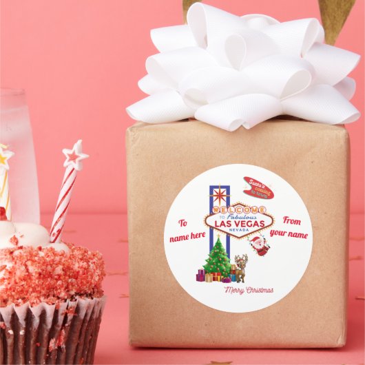 Las Vegas Weihnachtskleber pkg 6 Runder Aufkleber (Party)