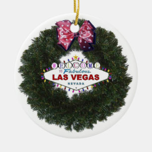 Las Vegas-WeihnachtsKranz-Verzierung Keramik Ornament
