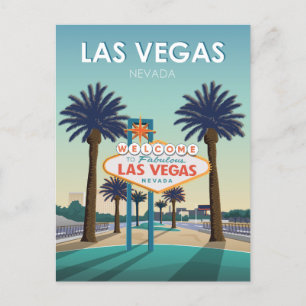 Las Vegas Welcome Sign Vintage Travel Postkarte