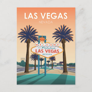 Las Vegas Willkommensschild bei Sonnenuntergang Vi Postkarte