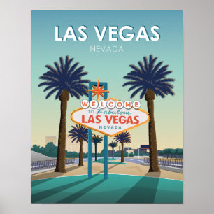 Las Vegas Willkommensschild Vintage Reise Poster