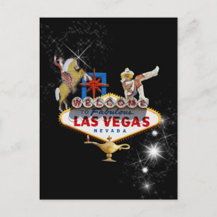 Las Vegas Willkommensschild vor sternklarem Hinter Postkarte