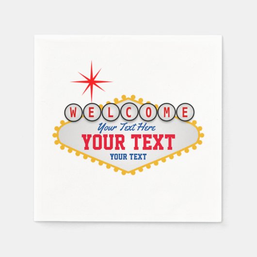 Las Vegas Willkommensunterschreiben Sie Ihren Text Serviette (Vorderseite)