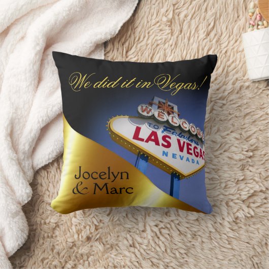 Las Vegas-Zeichen-Herr- u. Fraunewlyweds | Gold Kissen (Decke)