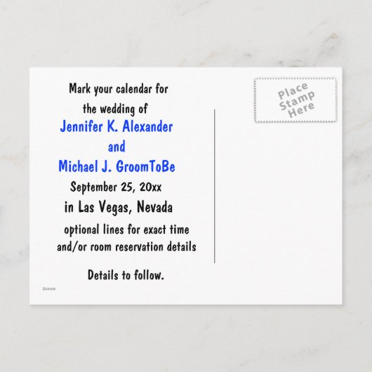Las Vegas-Zeichen Save the Date Ankündigungspostkarte (Rückseite)
