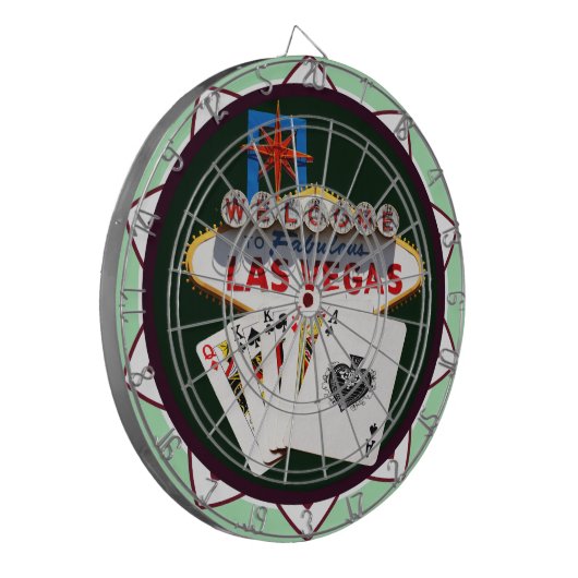 Las Vegas Zeichen und zwei Könige Poker Chip Dartscheibe (Vorderseite Links)
