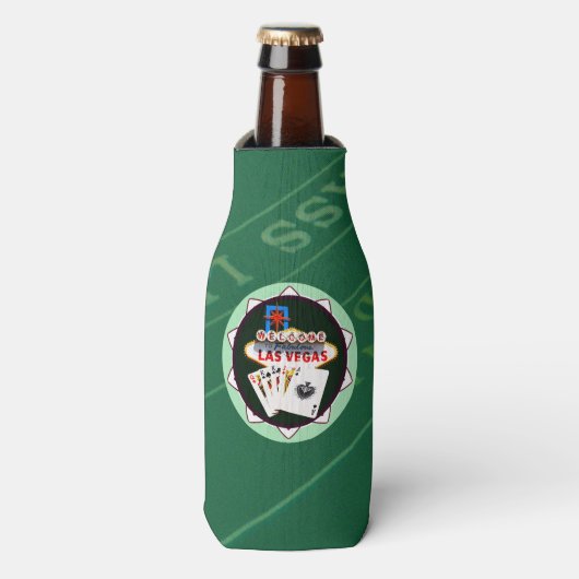 Las Vegas Zeichen und zwei Könige Poker Chip Flaschenkühler (Flaschenvorderseite)