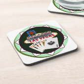 Las Vegas Zeichen und zwei Könige Poker Chip Getränkeuntersetzer (Linke Seite)