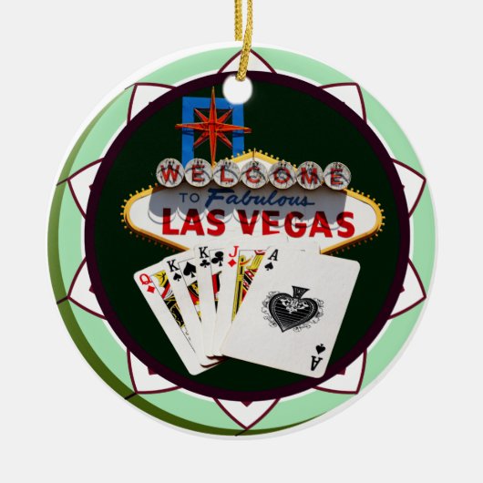 Las Vegas Zeichen und zwei Könige Poker Chip Keramikornament (Vorne)