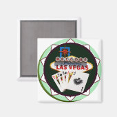 Las Vegas Zeichen und zwei Könige Poker Chip Magnet (Vorderseite/Rückseite)