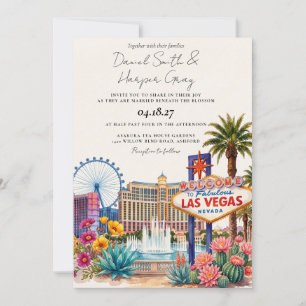 Las Vegas Zielort Casino-Skyline-Hochzeit Einladung