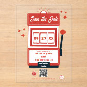 Las Vegas Zielort Casino Spielautomat Hochzeit Acryleinladungen (Vorderseite)