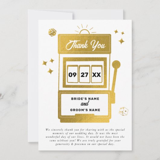 Las Vegas Zielort Casino Spielautomat Hochzeit Einladung (Vorderseite)