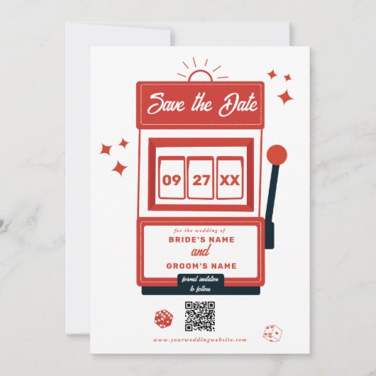Las Vegas Zielort Casino Spielautomat Hochzeit Save The Date (Vorderseite)
