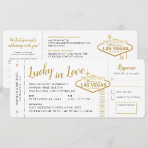 Las Vegas Zielort Hochzeit Bordkarte Ticket Einladung