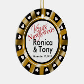 Las- Vegasjungvermählten-Kasino-Chip-Foto Keramik Ornament (Rechts)