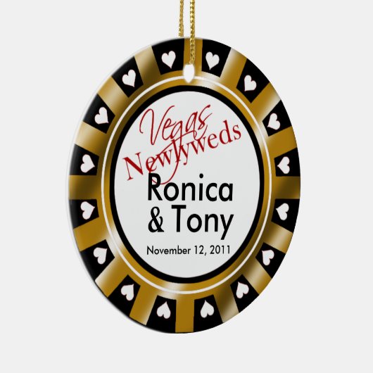 Las- Vegasjungvermählten-Kasino-Chip-Foto Keramik Ornament (Rechts)