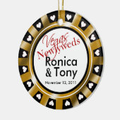 Las- Vegasjungvermählten-Kasino-Chip-Foto Keramik Ornament (Links)