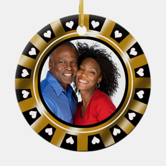 Las- Vegasjungvermählten-Kasino-Chip-Foto Keramik Ornament (Hinten)