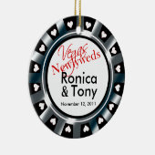 Las- Vegasjungvermählten-Kasino-Chip-Foto Keramik Ornament (Rechts)