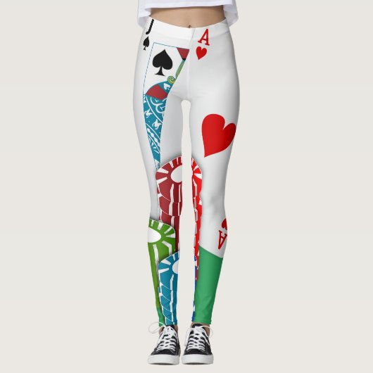Las- Vegaskasino-Kartenspielblackjack-Poker Leggings (Vorderseite)