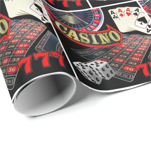 Las- Vegaskasino-spielende Poker-Würfel-Collage Geschenkpapier (Rolleneckpunkt)
