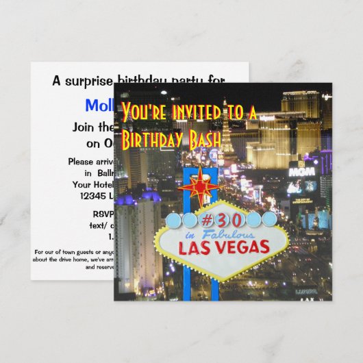 Las- VegasParty-30. Geburtstag Einladung (Vorne/Hinten)