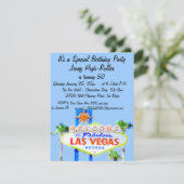 Las- VegasParty Einladung mit willkommenem Zeichen (Stehend Vorderseite)