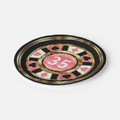 Las- VegasPoker-Chip-korallenrotes Pappteller (Schrägansicht)