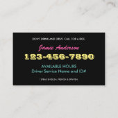 Las- Vegaszeichen-beruflicher Fahrer Visitenkarte (Rückseite)