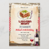 Lasagna and Wine night party invitation Einladung (Vorderseite)