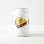 Lasagna Cartoon Illustration Bierglas (Vorderseite Links)