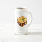 Lasagna Cartoon Illustration Bierglas (VorderseiteRechts)